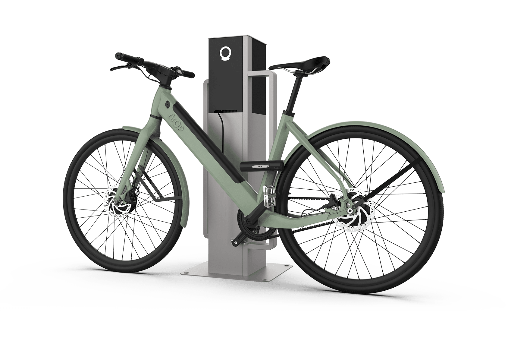 Diagram of an Amp Post secure micromobility charging station